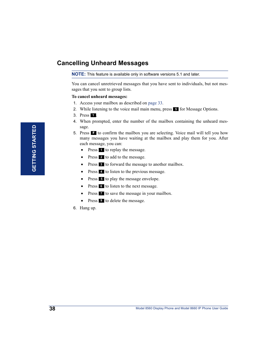 Cancelling unheard messages | Inter-Tel AXXESS 8560 User Manual | Page 48 / 92