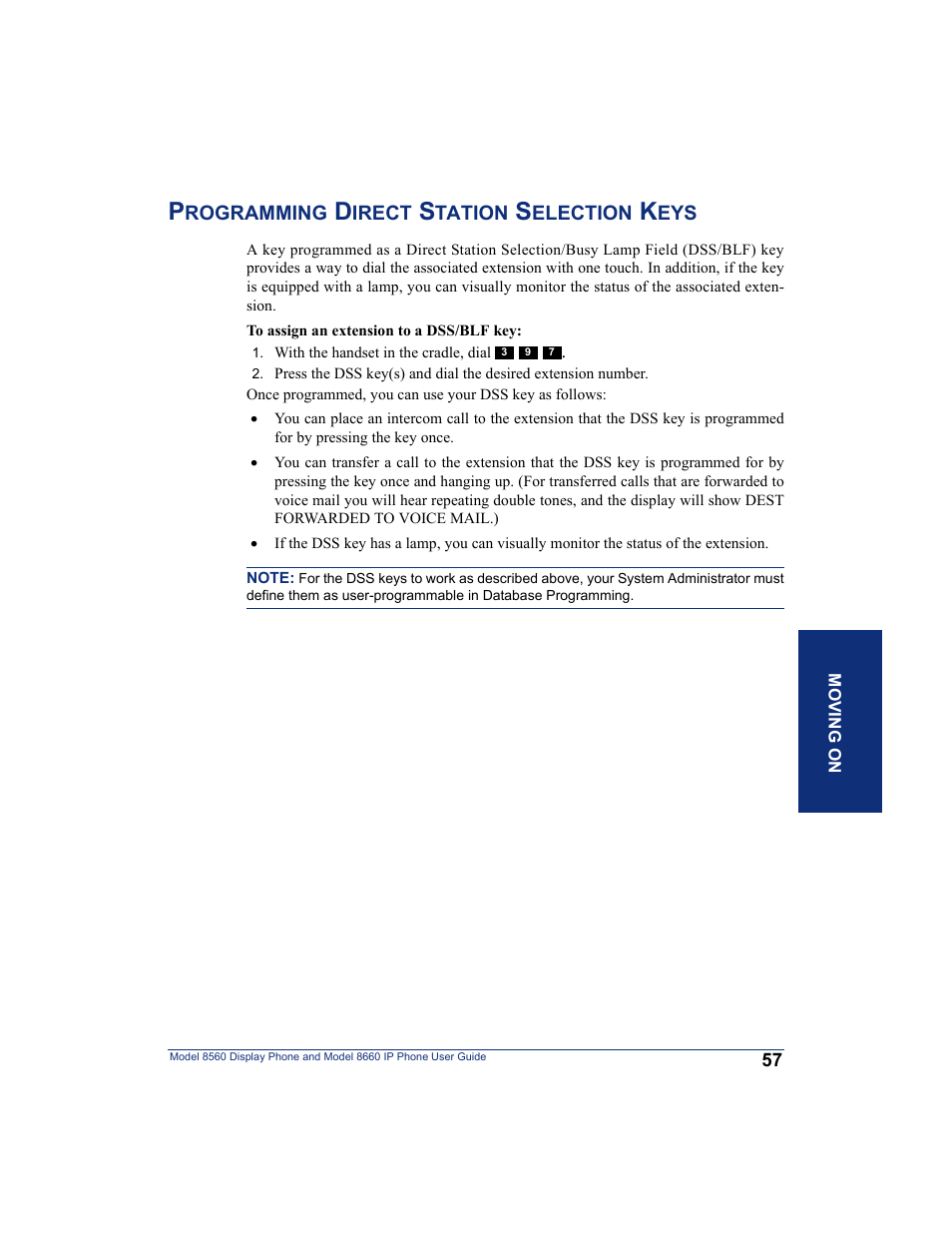 Programming direct station selection keys | Inter-Tel AXXESS 8560 User Manual | Page 67 / 92