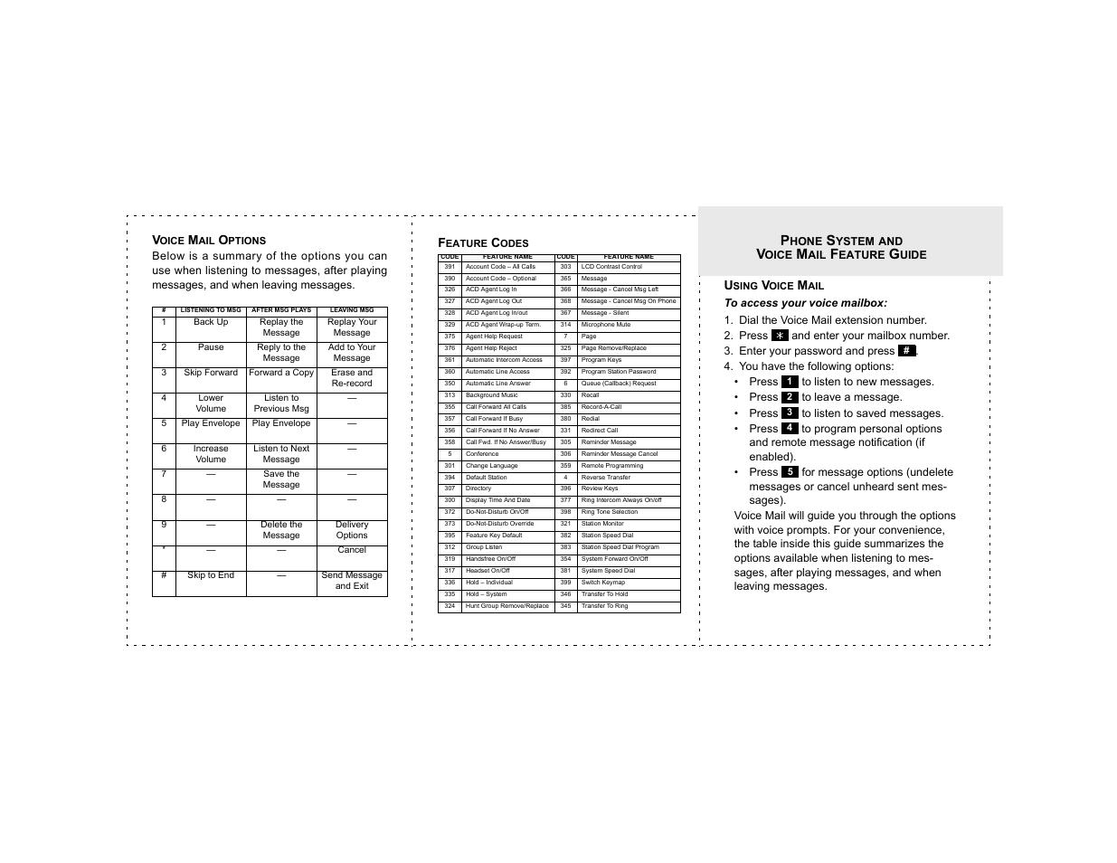 Phone system and voice mail feature guide | Inter-Tel AXXESS 8560 User Manual | Page 7 / 92