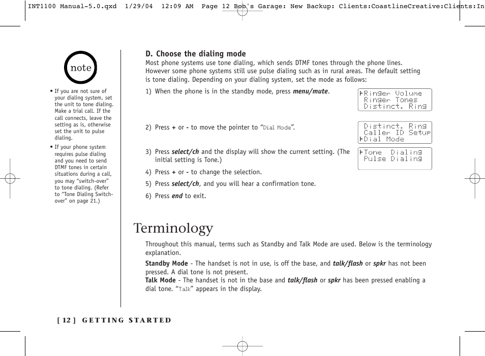 Terminology | Inter-Tel INT1100 User Manual | Page 12 / 46