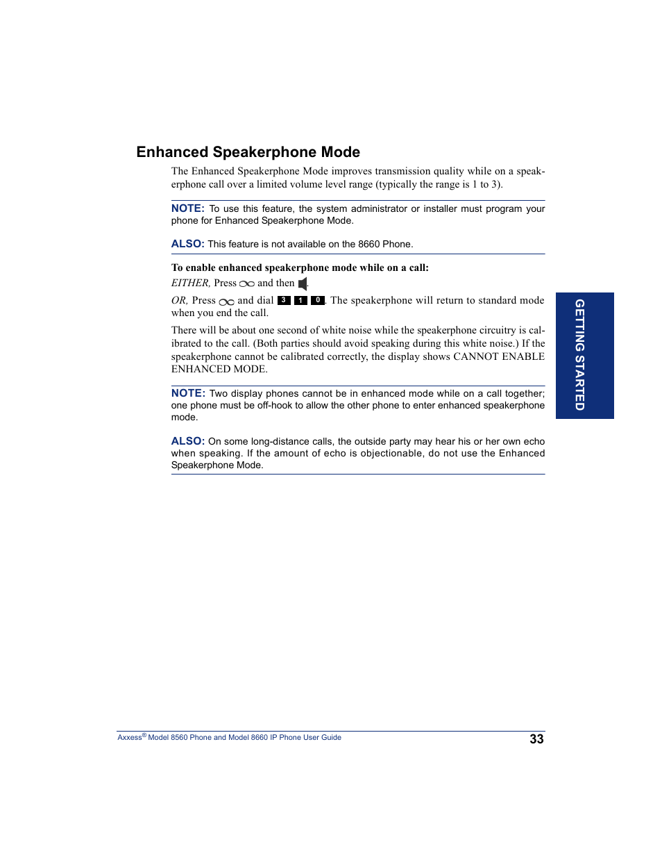 Enhanced speakerphone mode | Inter-Tel AXXESS 8660 User Manual | Page 43 / 98