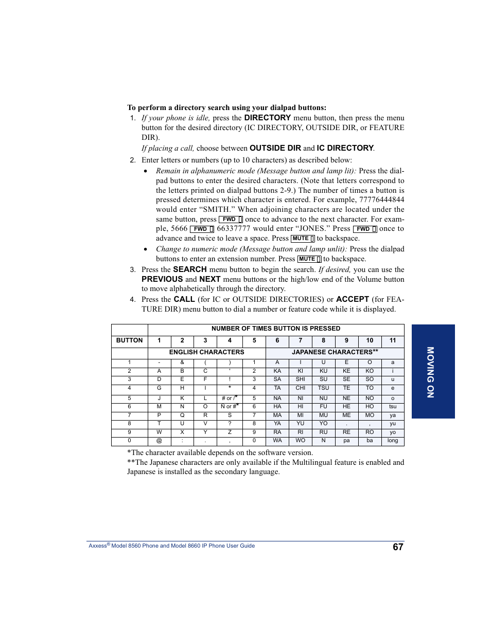 Moving on | Inter-Tel AXXESS 8660 User Manual | Page 77 / 98