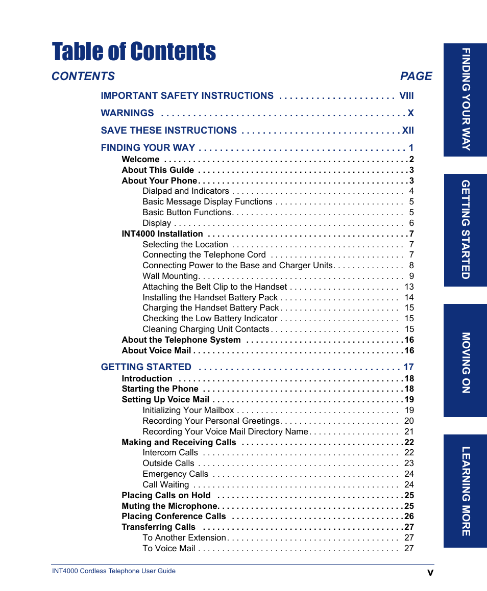 Inter-Tel INT4000 User Manual | Page 5 / 92