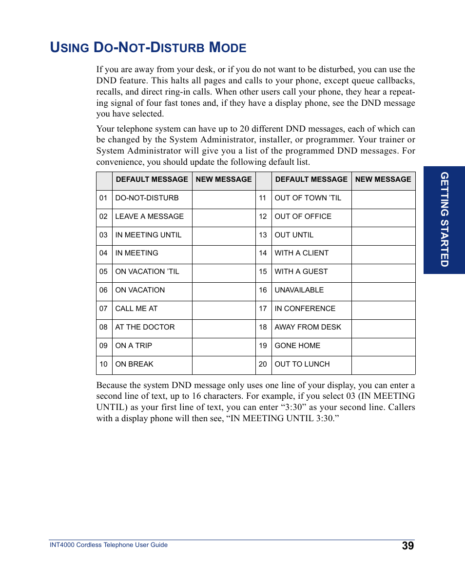 Using do-not-disturb mode, Sing, Isturb | Inter-Tel INT4000 User Manual | Page 51 / 92