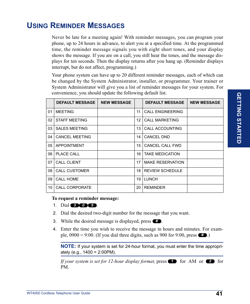 Using reminder messages, Sing, Eminder | Essages | Inter-Tel INT4000 User Manual | Page 53 / 92