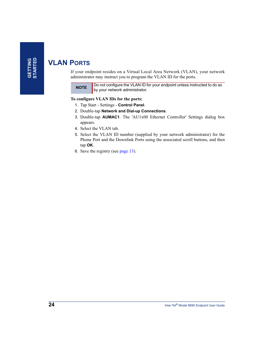 Vlan ports, Vlan p, Orts | Inter-Tel 8690 User Manual | Page 38 / 118