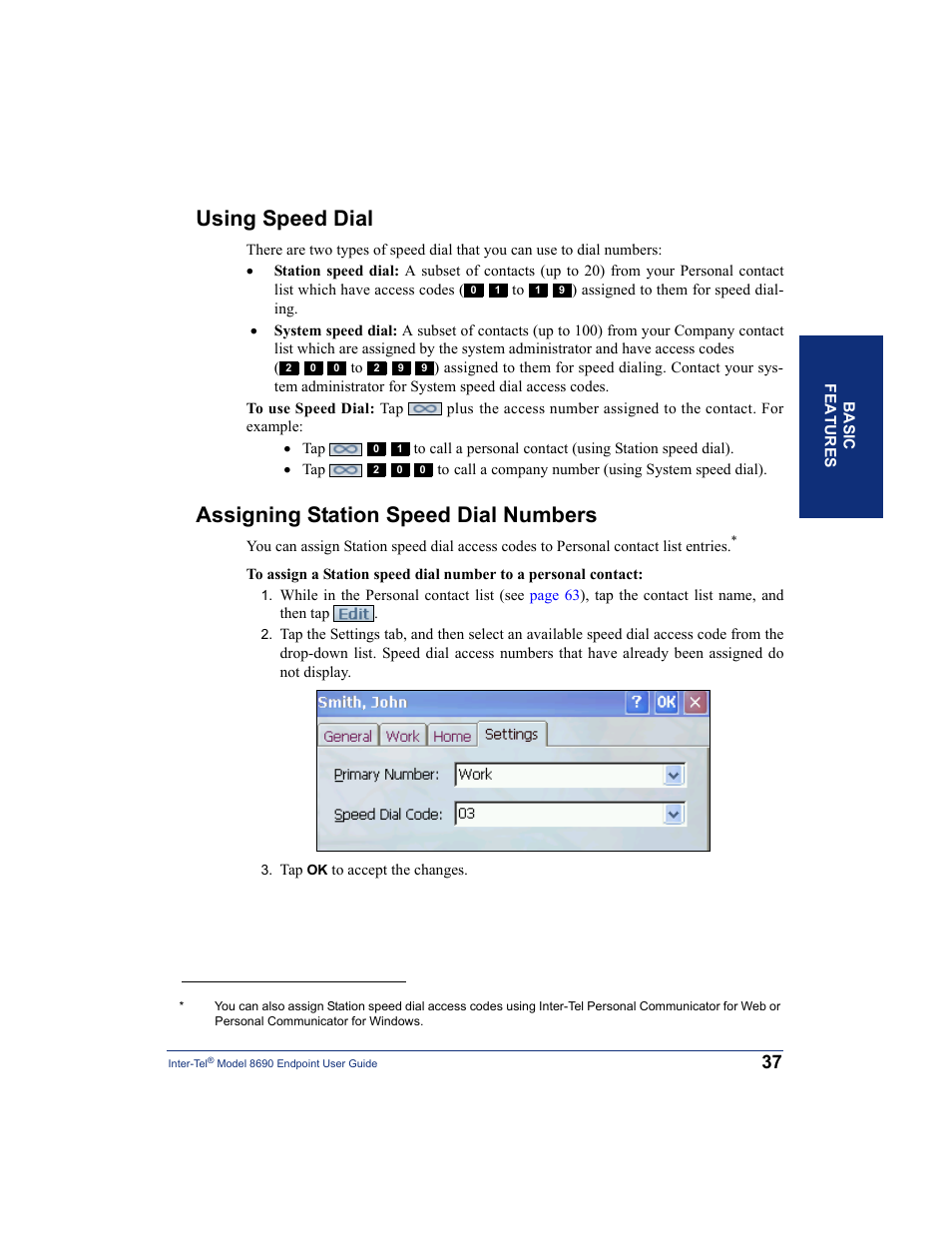 Using speed dial, Assigning station speed dial numbers | Inter-Tel 8690 User Manual | Page 51 / 118