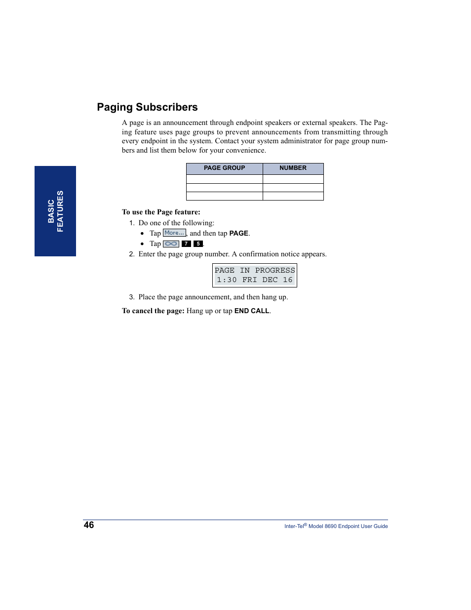 Paging subscribers | Inter-Tel 8690 User Manual | Page 60 / 118