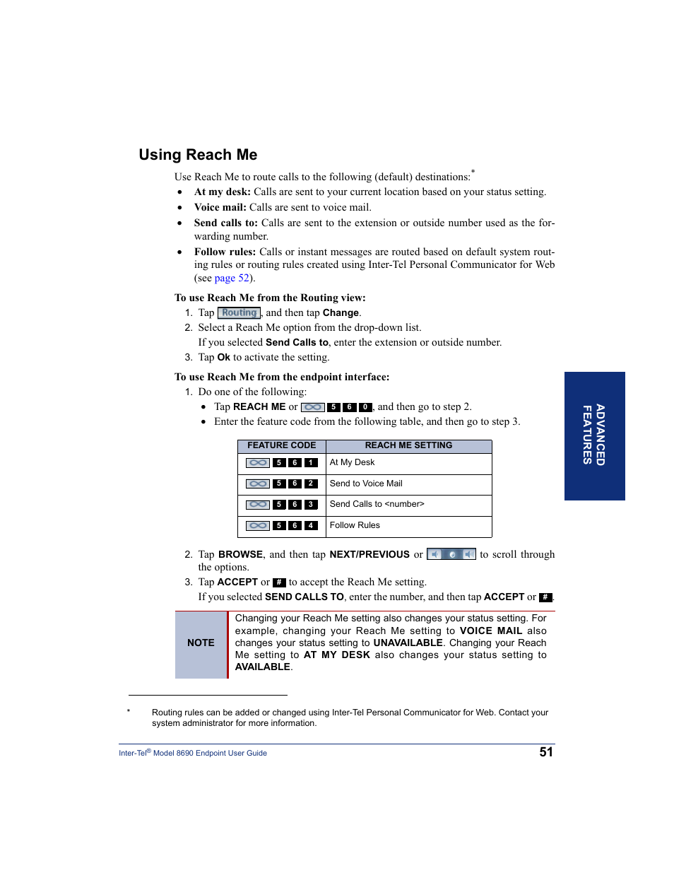 Using reach me | Inter-Tel 8690 User Manual | Page 65 / 118