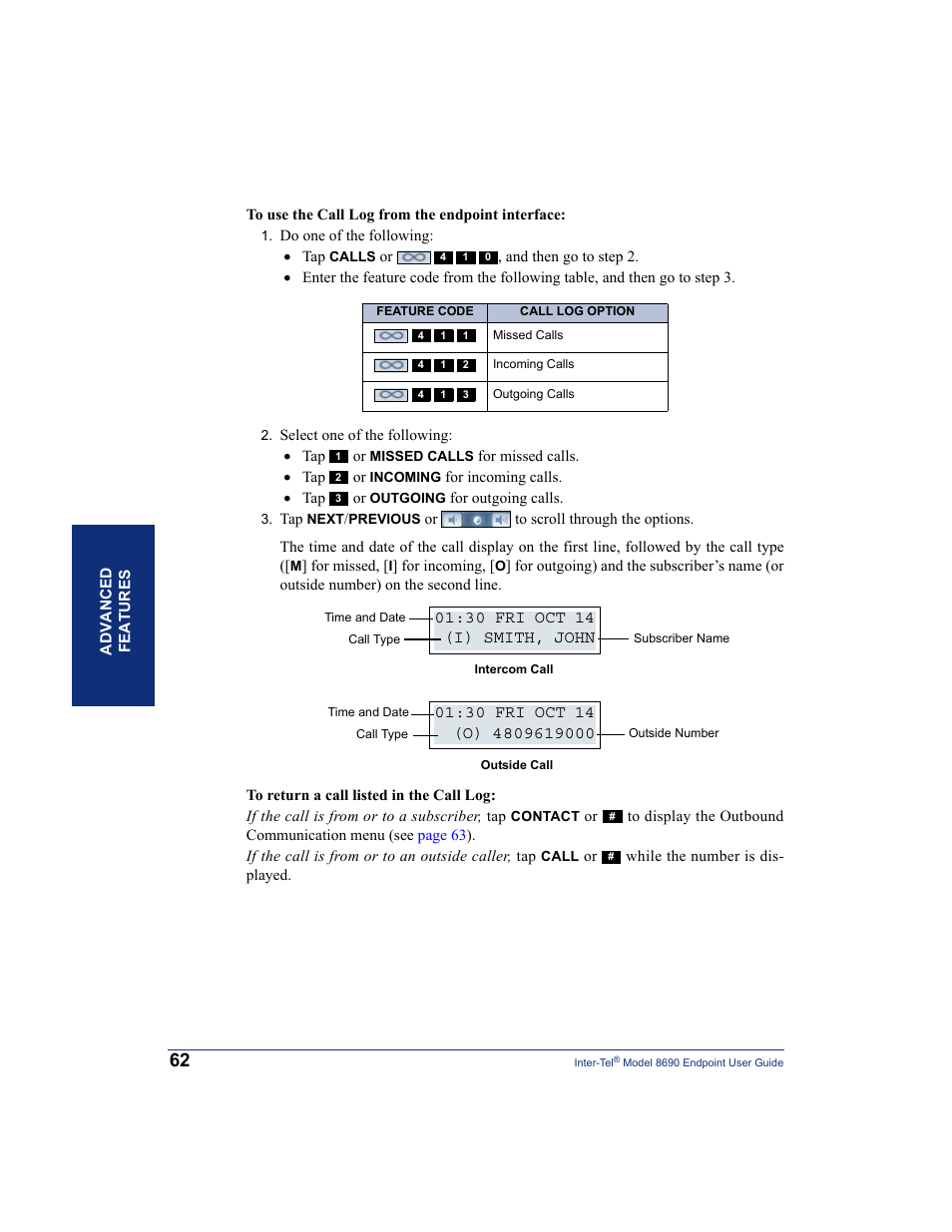 30 fri oct 14 (i) smith, john | Inter-Tel 8690 User Manual | Page 76 / 118