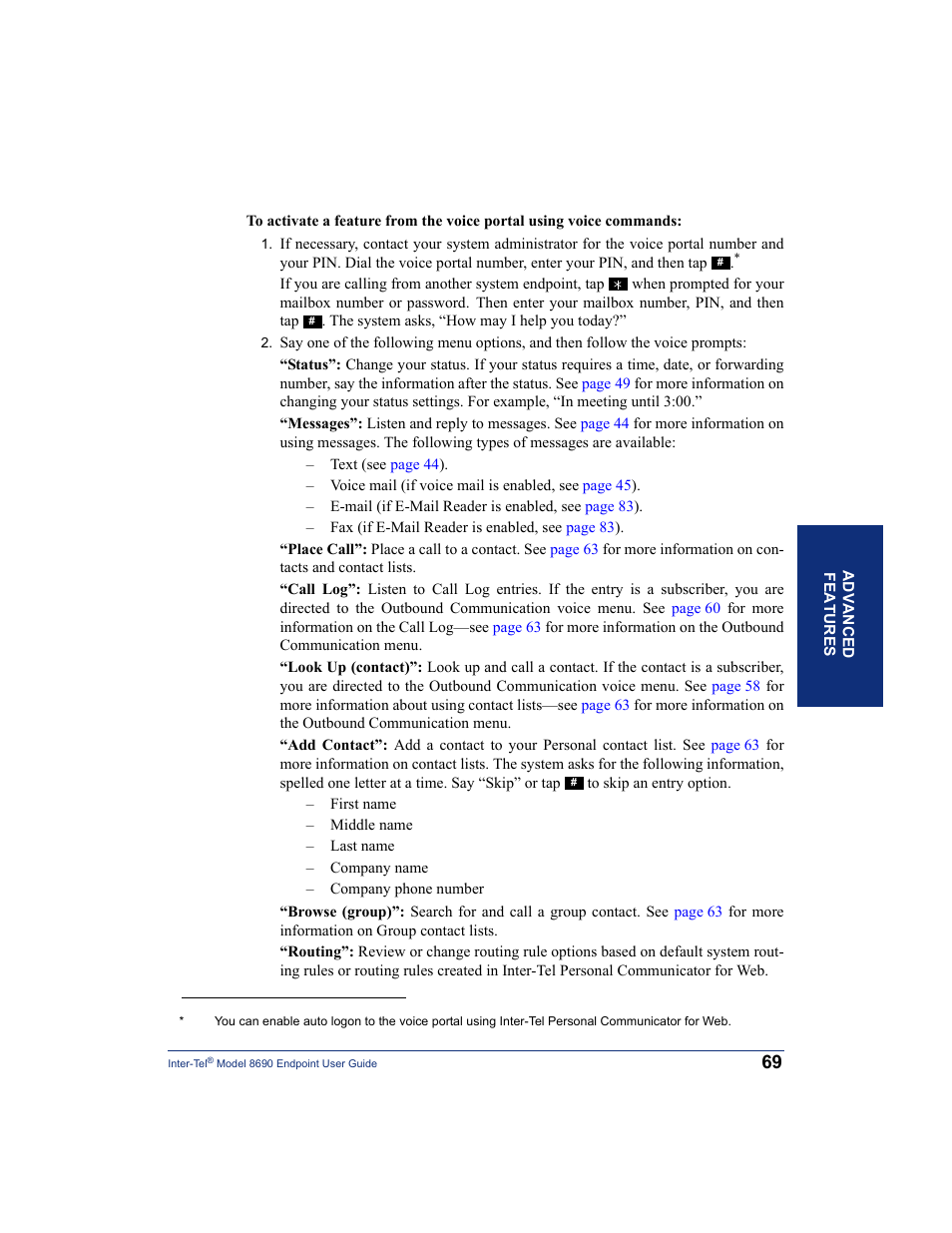 Inter-Tel 8690 User Manual | Page 83 / 118