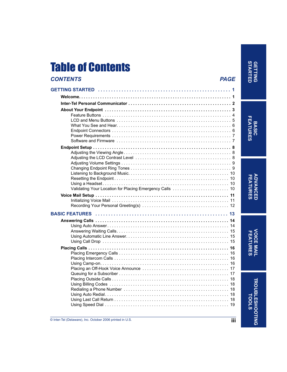 Inter-Tel 7000 8662 User Manual | Page 11 / 90