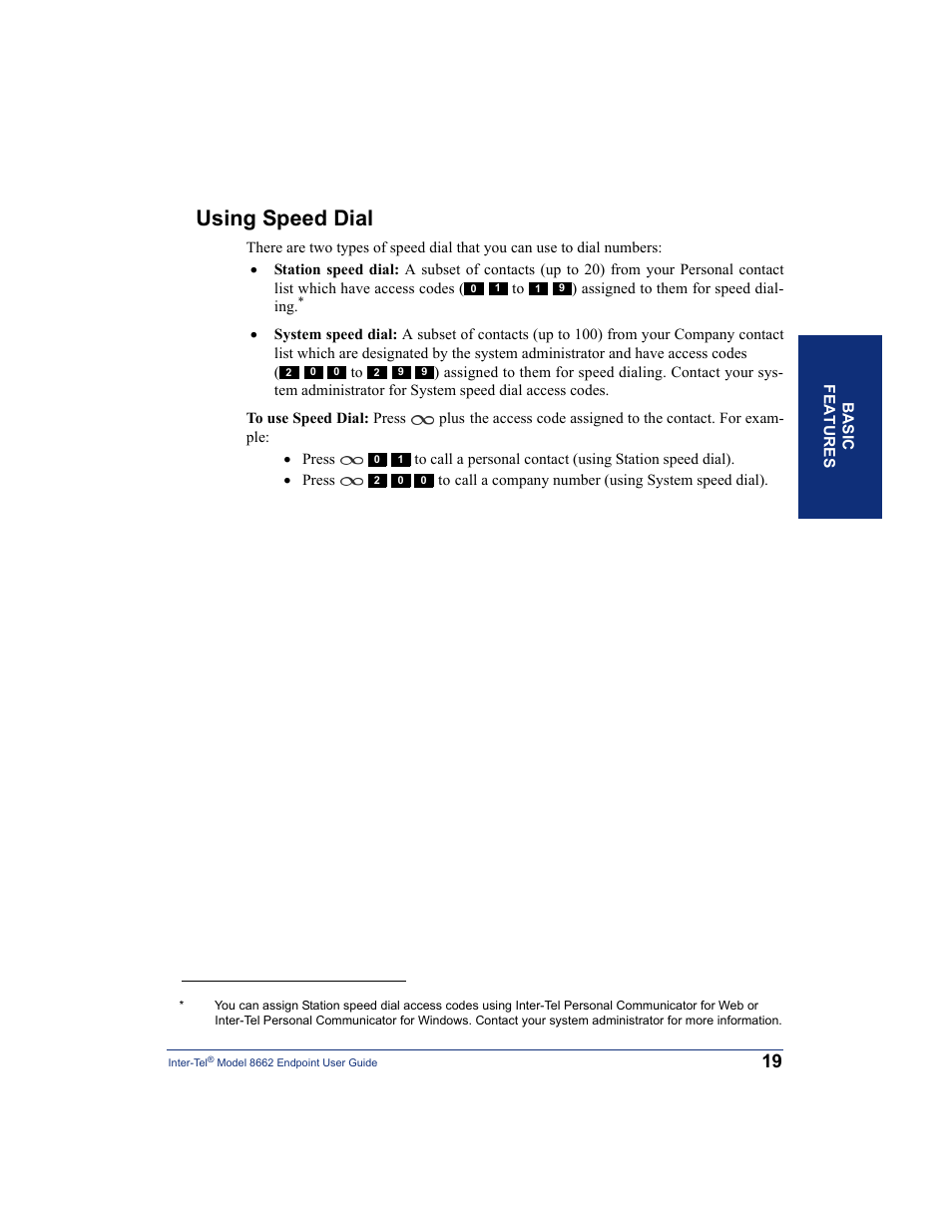 Using speed dial | Inter-Tel 7000 8662 User Manual | Page 33 / 90