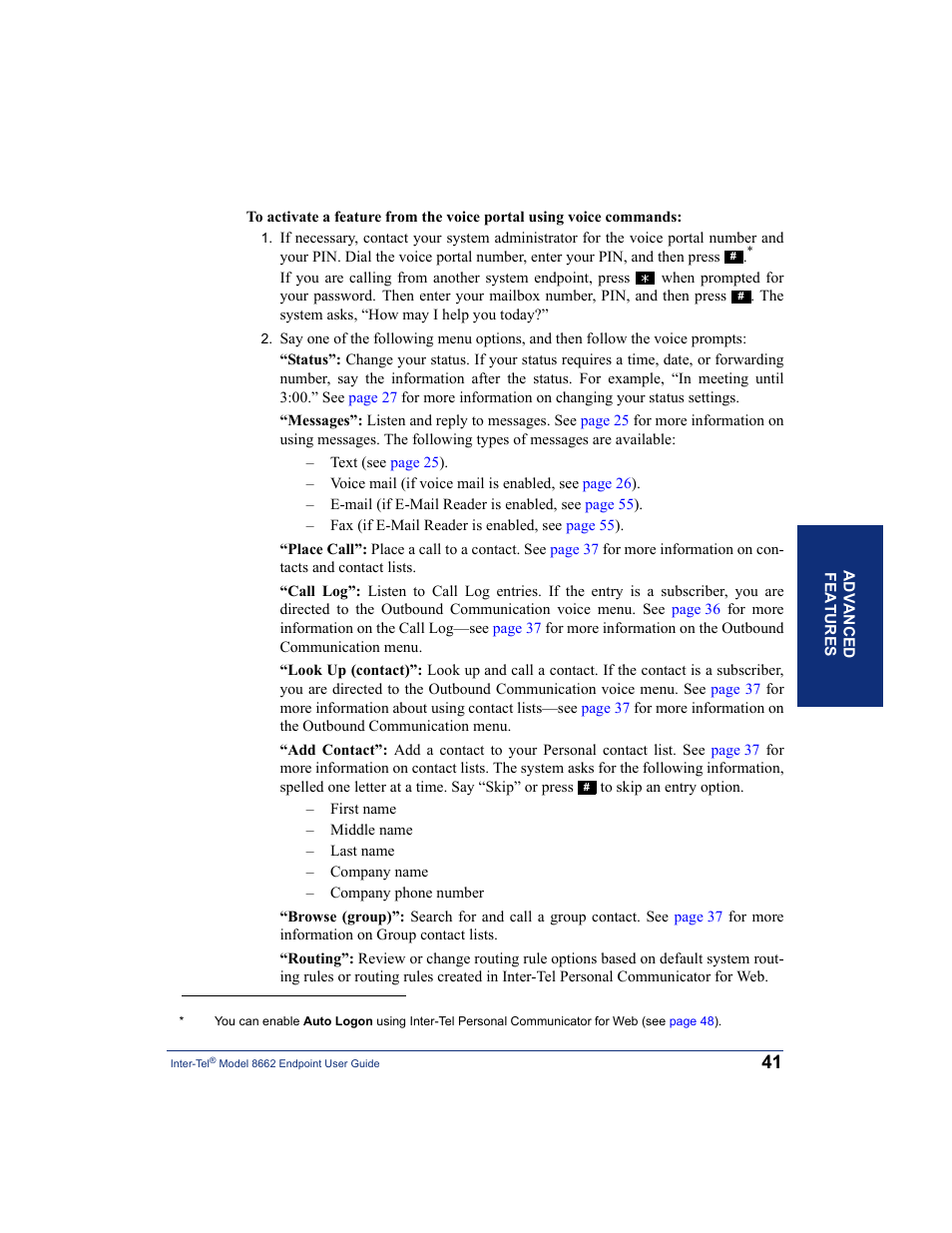 Inter-Tel 7000 8662 User Manual | Page 55 / 90