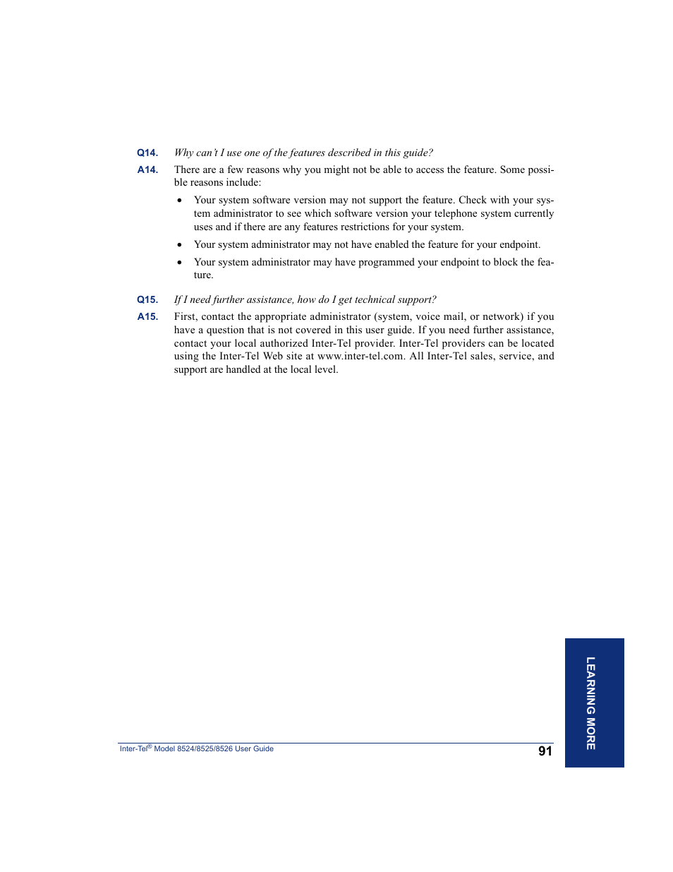 Inter-Tel 8526 User Manual | Page 103 / 114