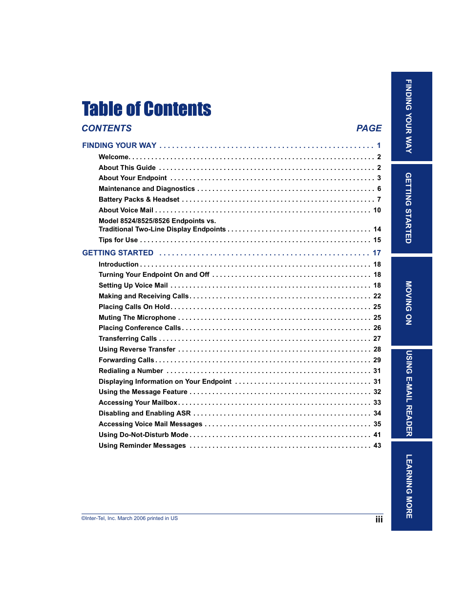Inter-Tel 8526 User Manual | Page 11 / 114