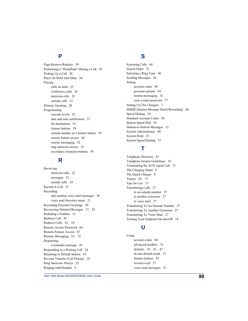 Inter-Tel 8526 User Manual | Page 111 / 114