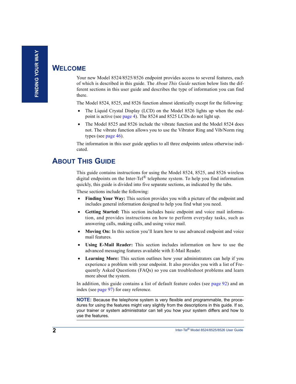 Welcome, About this guide, Welcome about this guide | Inter-Tel 8526 User Manual | Page 14 / 114