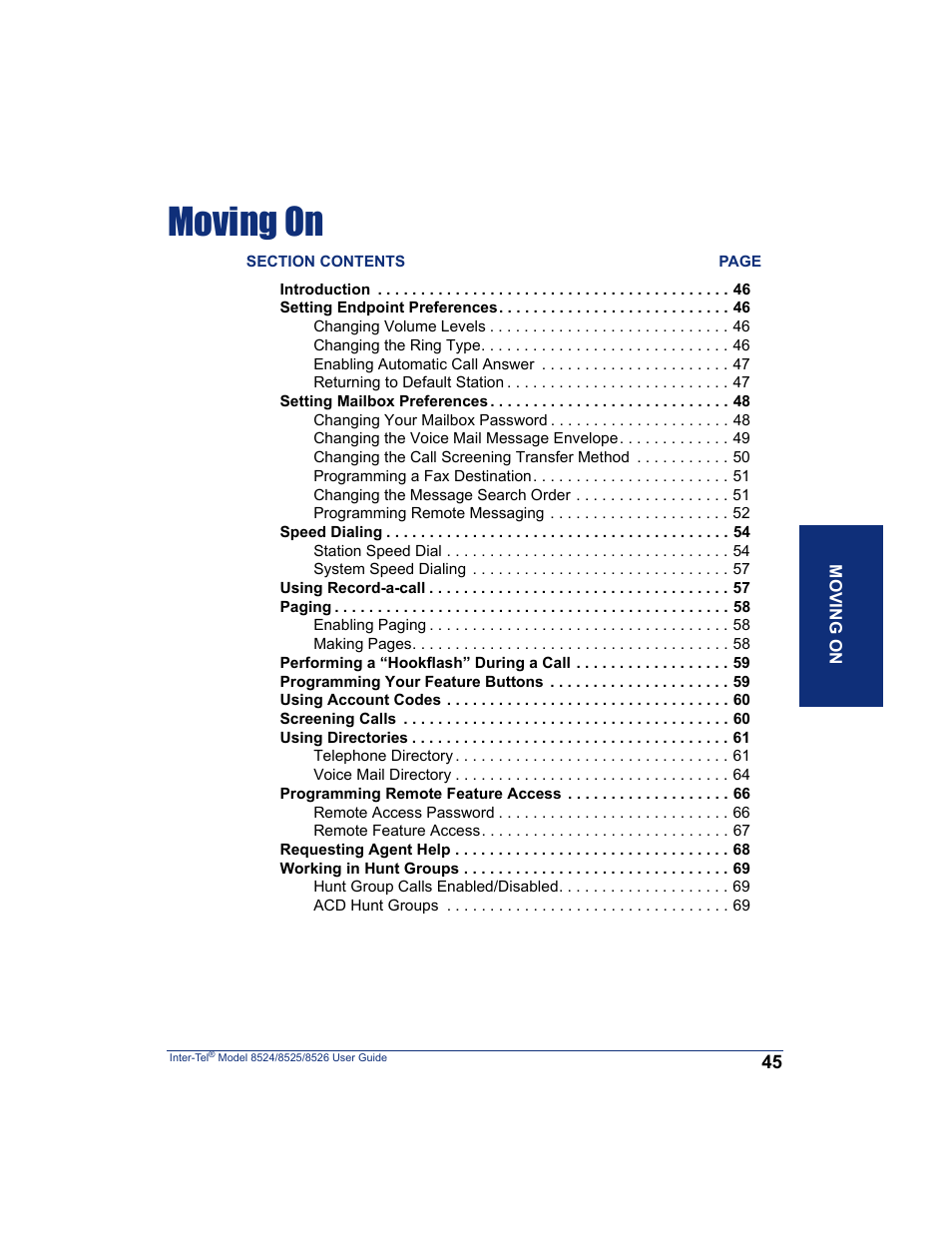 Moving on | Inter-Tel 8526 User Manual | Page 57 / 114