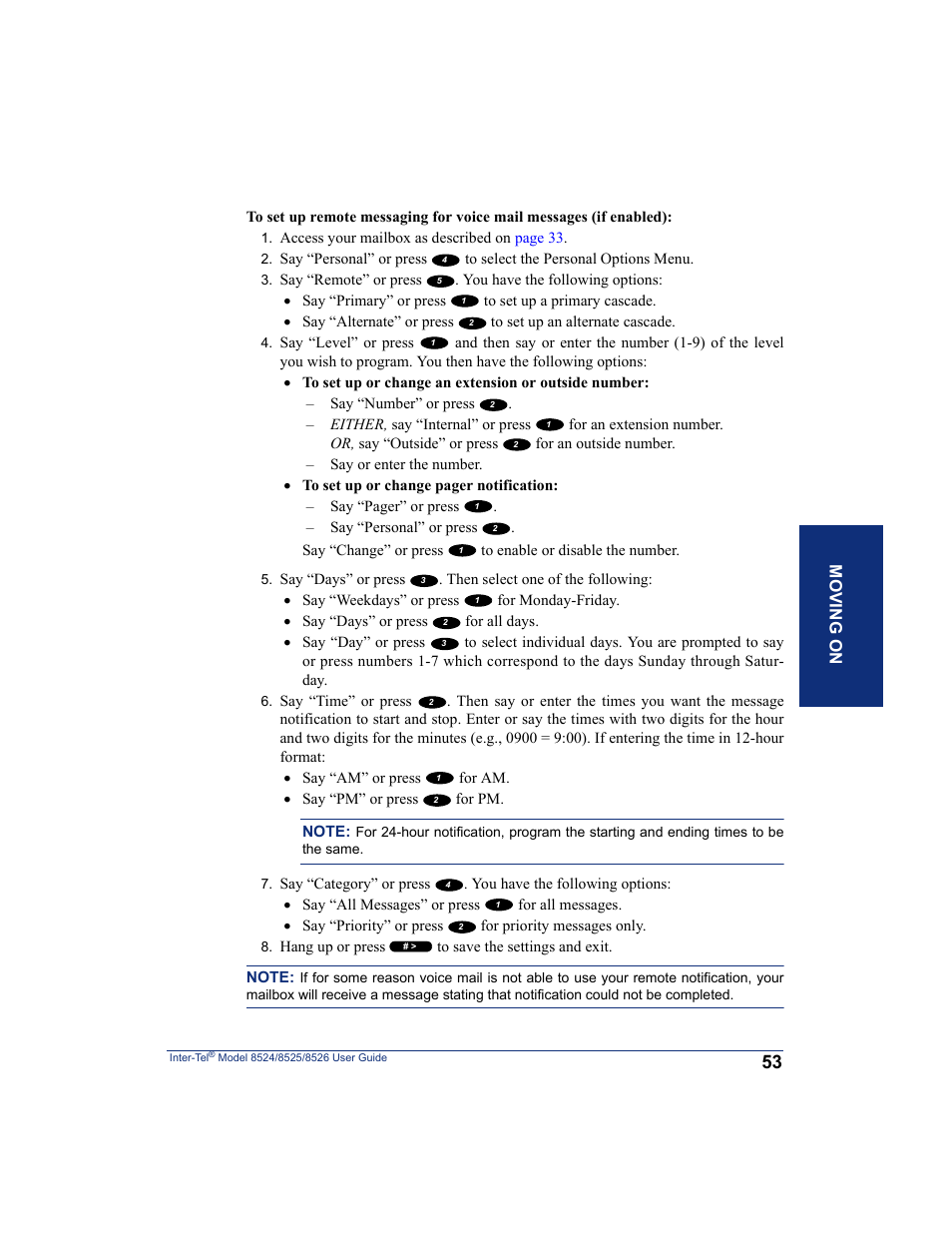 Mo ving o n | Inter-Tel 8526 User Manual | Page 65 / 114