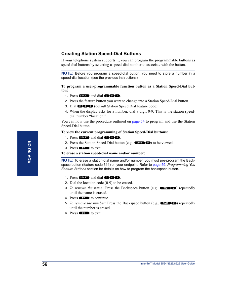 Creating station speed-dial buttons | Inter-Tel 8526 User Manual | Page 68 / 114