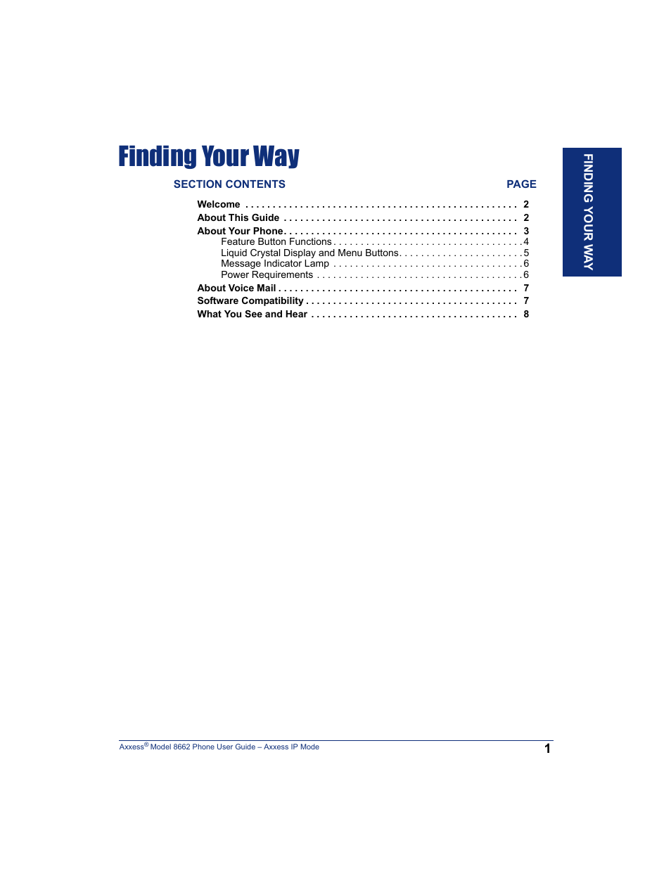 Finding your way | Inter-Tel AXXESS 8662 User Manual | Page 11 / 90