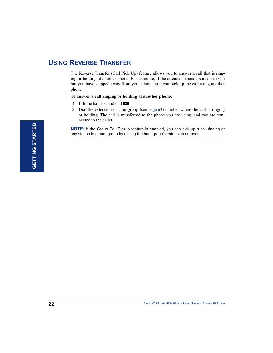 Using reverse transfer | Inter-Tel AXXESS 8662 User Manual | Page 32 / 90