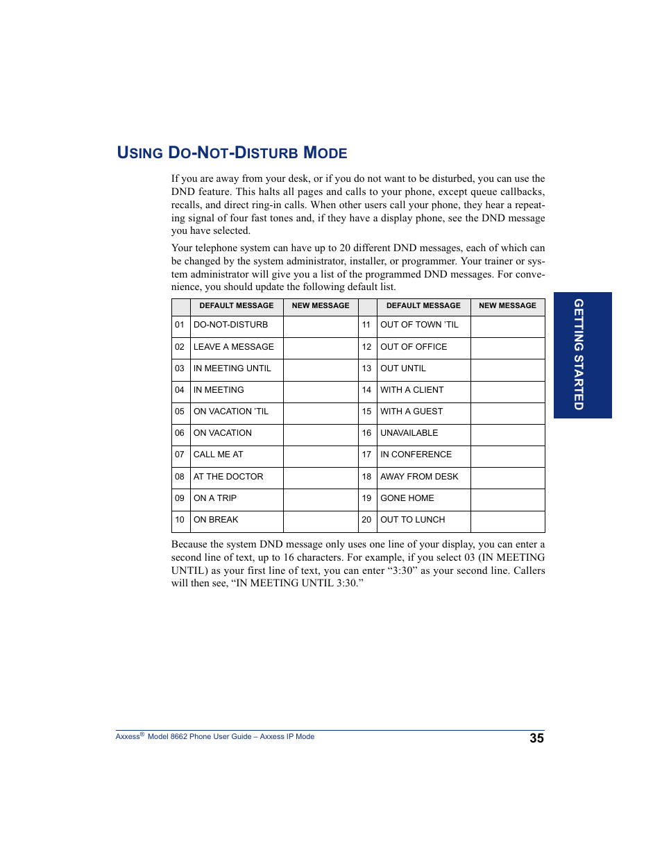 Using do-not-disturb mode, Sing, Isturb | Inter-Tel AXXESS 8662 User Manual | Page 45 / 90