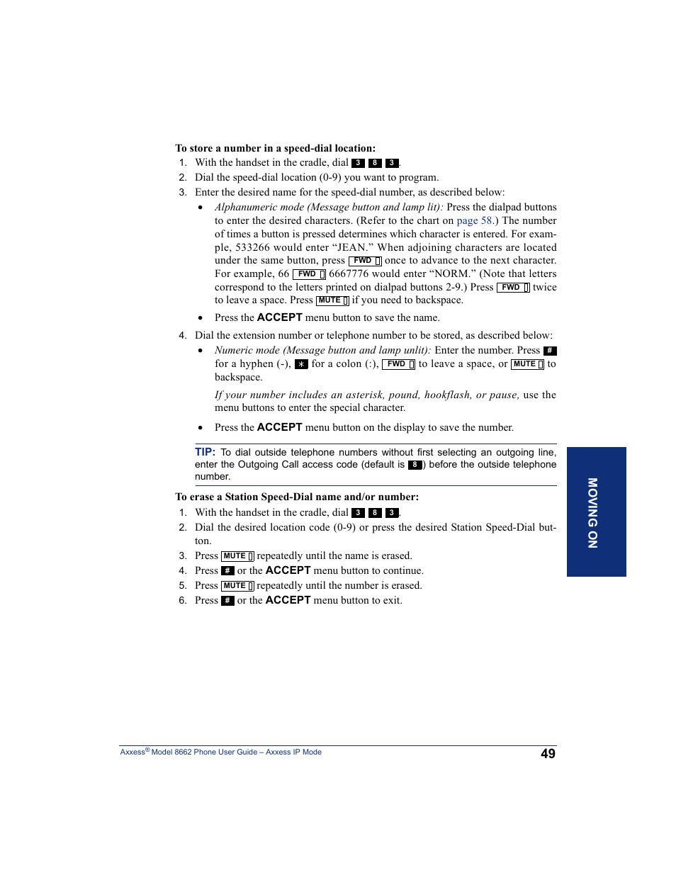 Inter-Tel AXXESS 8662 User Manual | Page 59 / 90