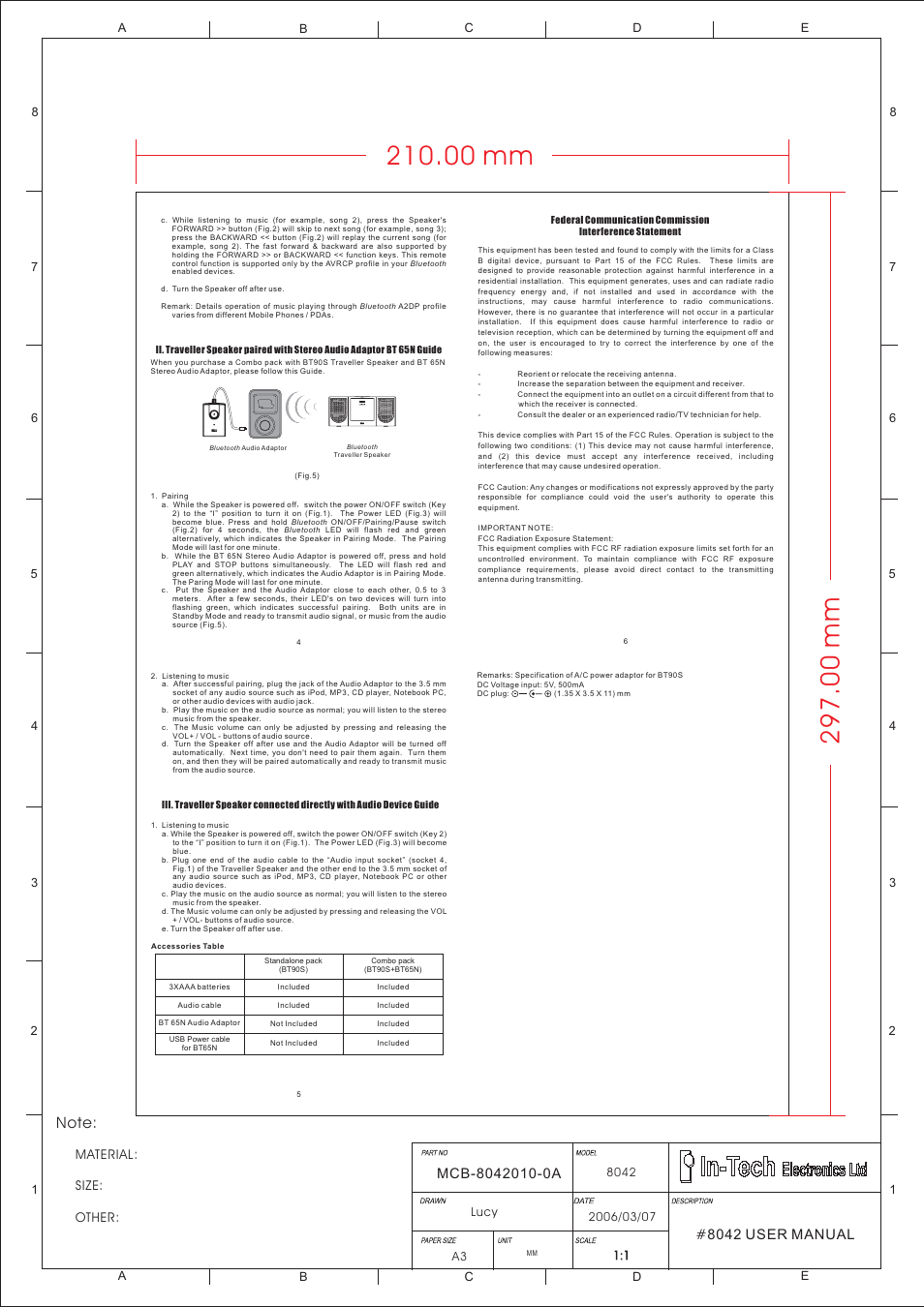 Material: size: other | In-Tech electronic BT90S User Manual | Page 2 / 2