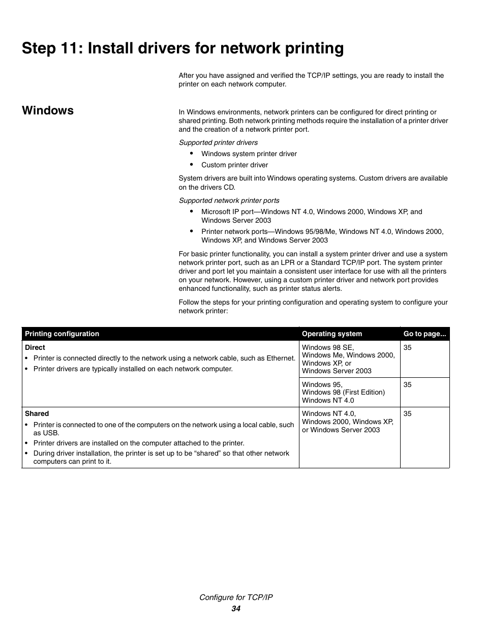 Step11: install drivers for network printing, Windows, Step 11: install drivers for network printing | IBM Partner Pavilion 1464 User Manual | Page 34 / 44