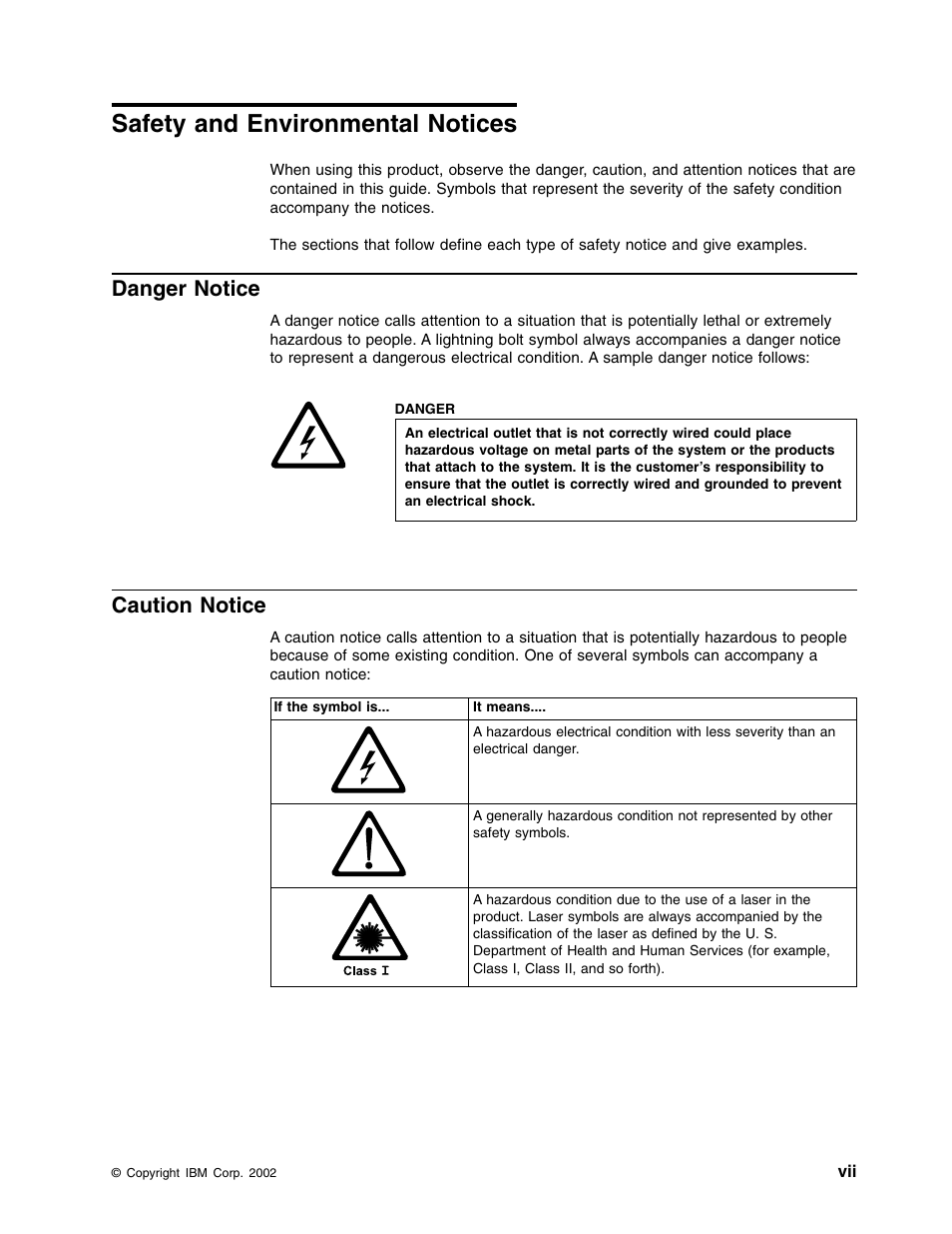 Safety and environmental notices, Danger notice, Caution notice | IBM Partner Pavilion T400F User Manual | Page 9 / 136