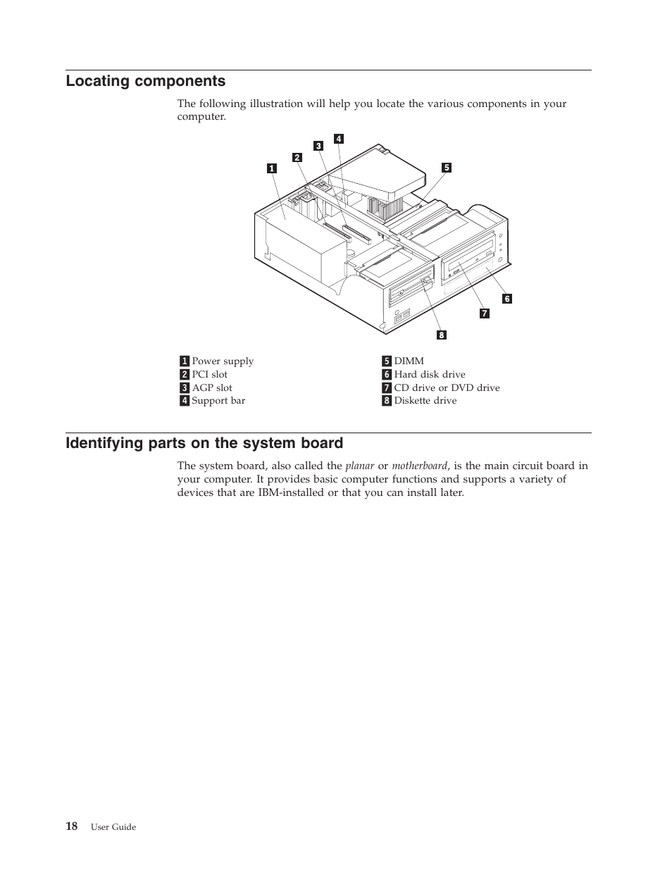 Locating components, Identifying parts on the system board | IBM Partner Pavilion 6350 User Manual | Page 30 / 86
