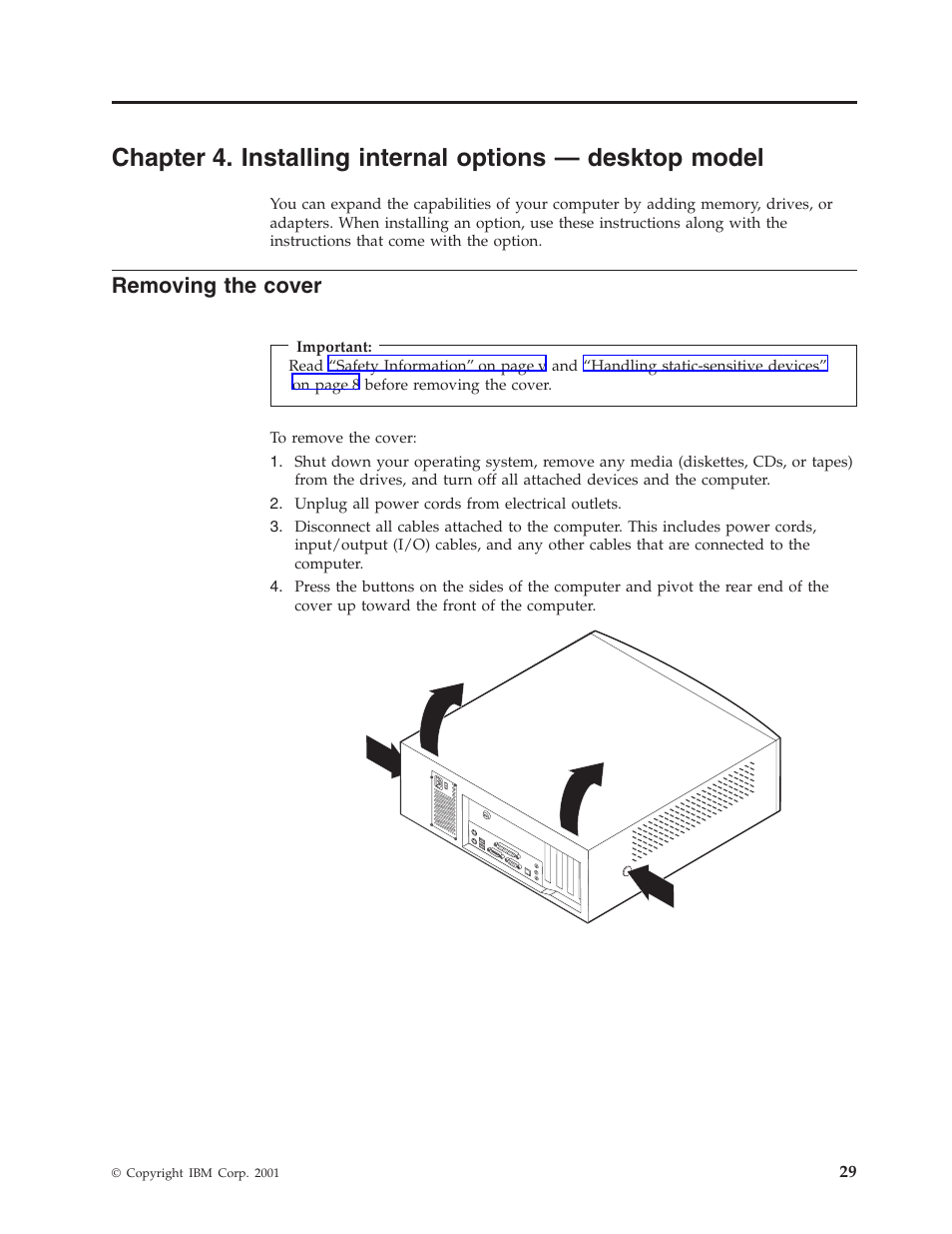 Removing the cover | IBM Partner Pavilion 6350 User Manual | Page 41 / 86