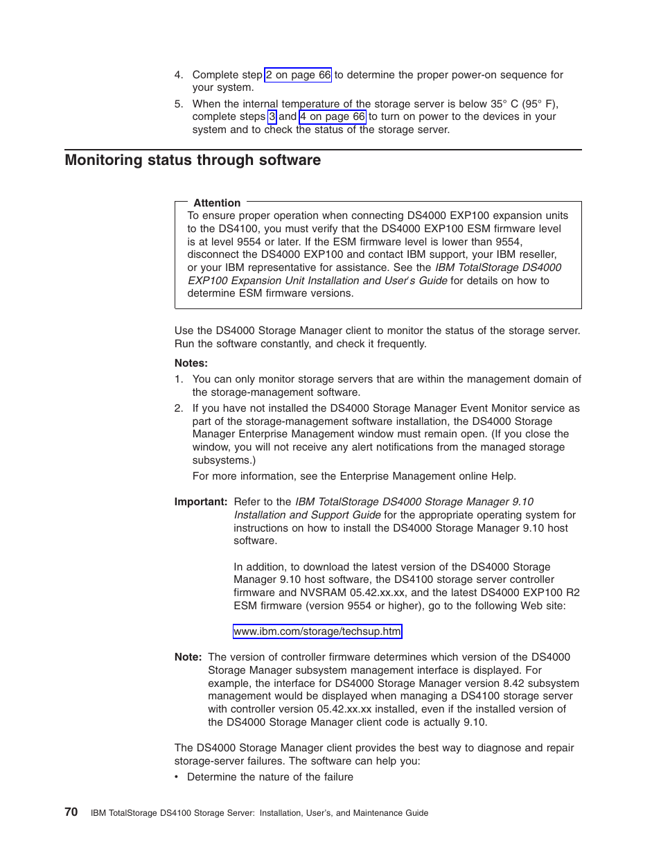 Monitoring status through software, Monitoring, Status | Through, Software | IBM Partner Pavilion DS4100 User Manual | Page 102 / 180