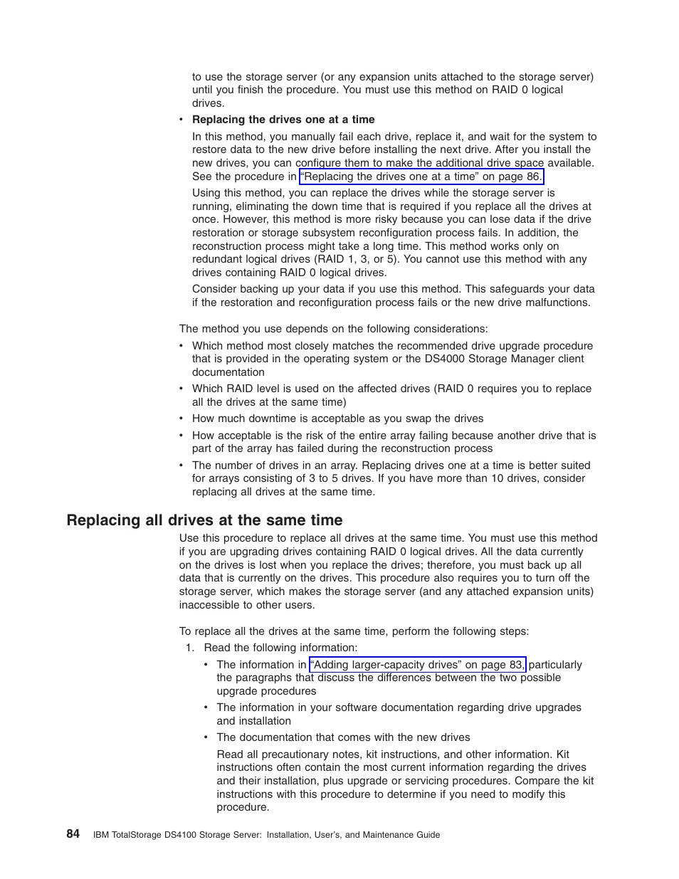 Replacing all drives at the same time, Replacing, Drives | Same, Time | IBM Partner Pavilion DS4100 User Manual | Page 116 / 180