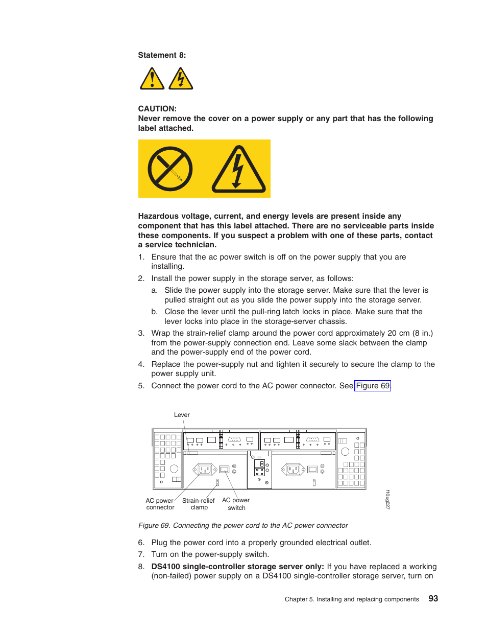 Connecting, Power, Cord | Connector | IBM Partner Pavilion DS4100 User Manual | Page 125 / 180