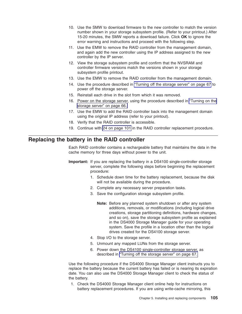 Replacing the battery in the raid controller, Replacing, Battery | Raid, Controller | IBM Partner Pavilion DS4100 User Manual | Page 137 / 180
