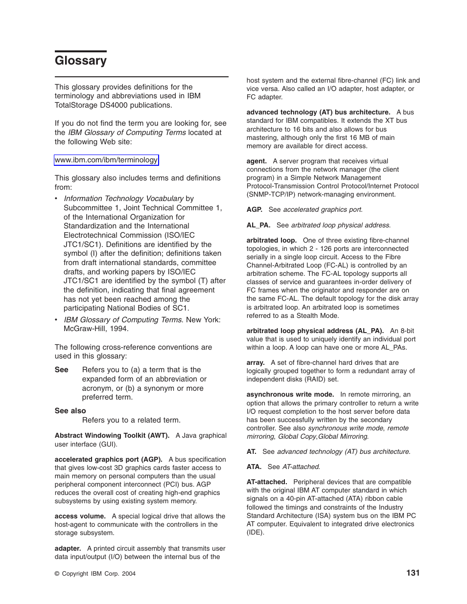 Glossary, Index | IBM Partner Pavilion DS4100 User Manual | Page 163 / 180