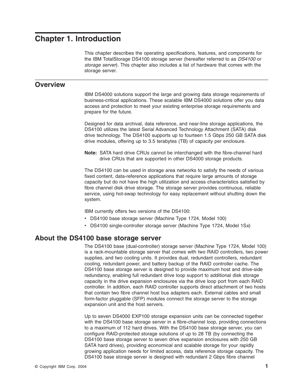 Chapter 1. introduction, Overview, About the ds4100 base storage server | Chapter, Introduction, About, Ds4100, Base, Storage, Server | IBM Partner Pavilion DS4100 User Manual | Page 33 / 180