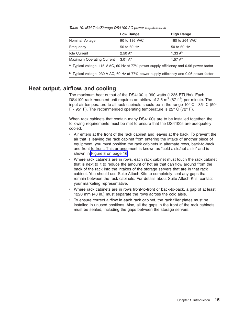 Heat output, airflow, and cooling, Heat, Output | Airflow, Cooling, Totalstorage, Ds4100, Power, Requirements, Table | IBM Partner Pavilion DS4100 User Manual | Page 47 / 180