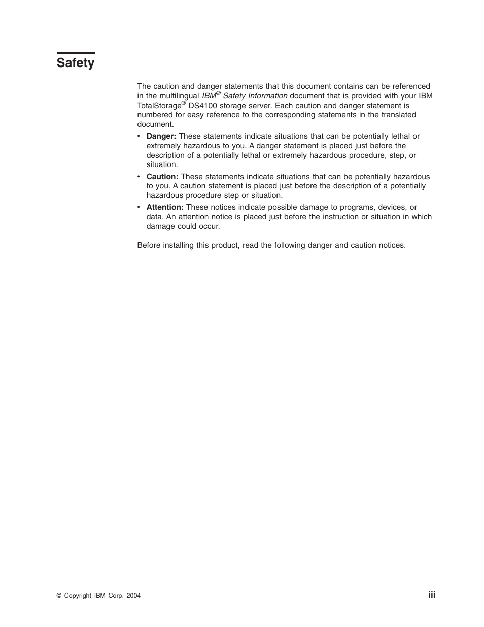 Safety | IBM Partner Pavilion DS4100 User Manual | Page 5 / 180