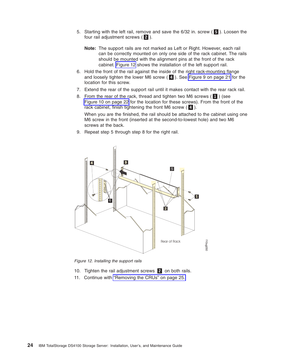 Installing, Support, Rails | Figure | IBM Partner Pavilion DS4100 User Manual | Page 56 / 180