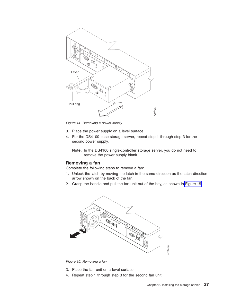 Removing a fan, Removing, Power | Supply, Figure | IBM Partner Pavilion DS4100 User Manual | Page 59 / 180