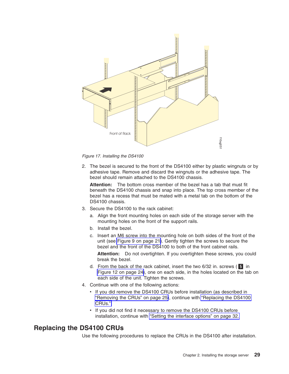 Replacing the ds4100 crus, Replacing, Ds4100 | Crus, Installing | IBM Partner Pavilion DS4100 User Manual | Page 61 / 180