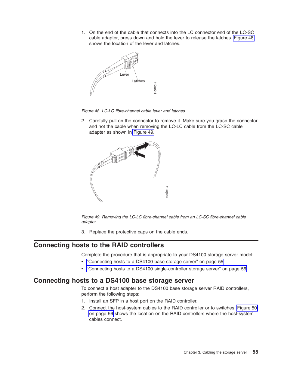 Connecting hosts to the raid controllers, Connecting hosts to a ds4100 base storage server, Connecting | Hosts, Raid, Controllers, Ds4100, Base, Storage, Server | IBM Partner Pavilion DS4100 User Manual | Page 87 / 180