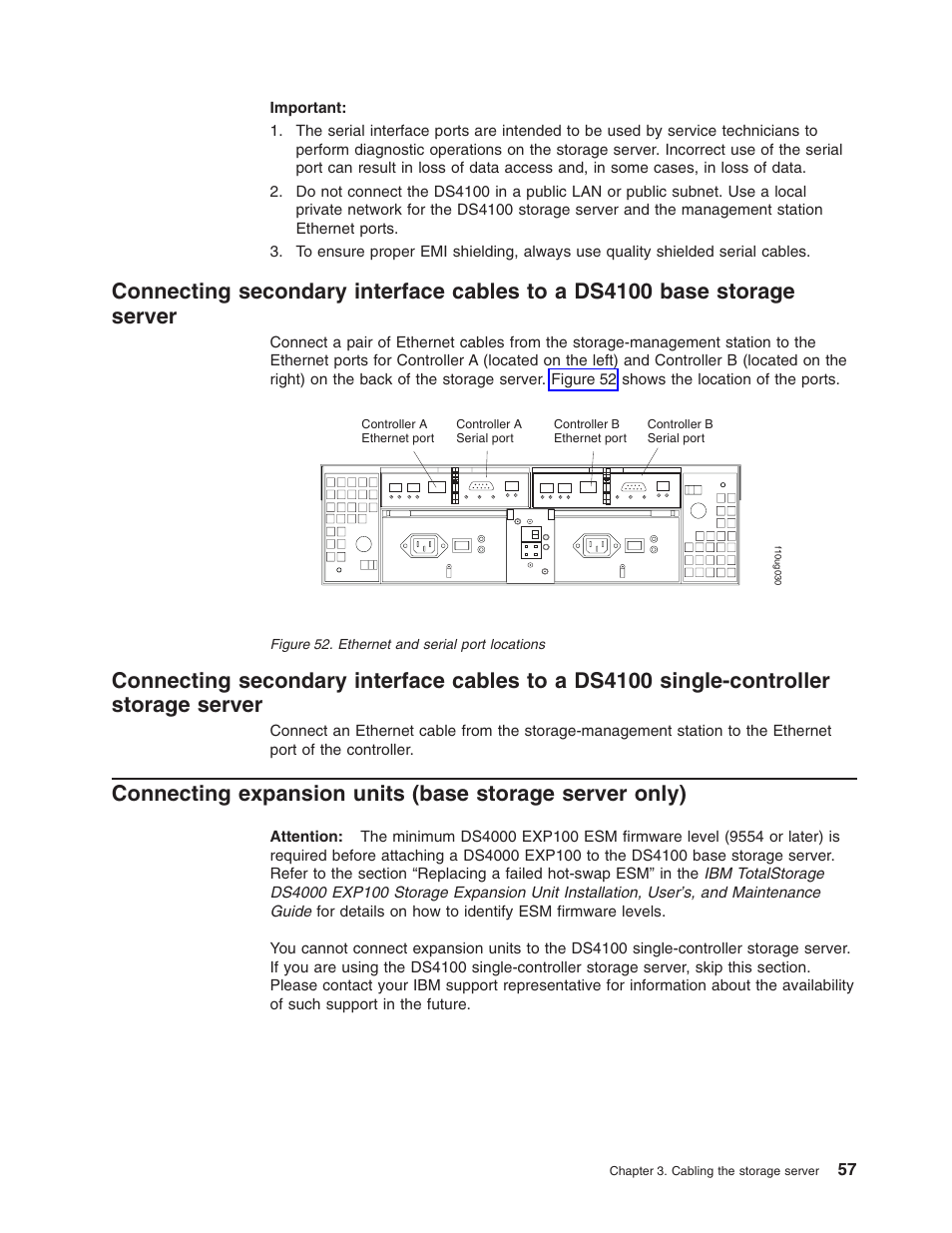 Connecting, Secondary, Interface | Cables, Ds4100, Base, Storage, Server, Single-controller, Expansion | IBM Partner Pavilion DS4100 User Manual | Page 89 / 180