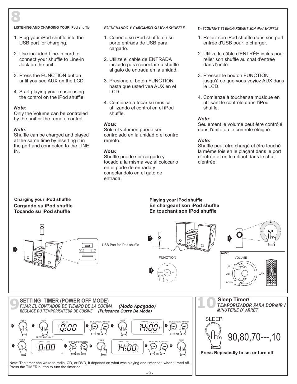 Setting timer (power off mode), Sleep, Sleep timer | iLive iHMD8816DT-E1 User Manual | Page 10 / 11