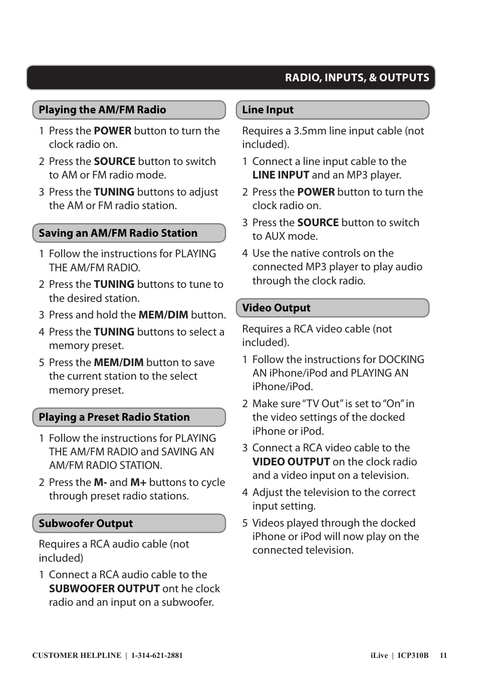 iLive ICP310B User Manual | Page 11 / 12