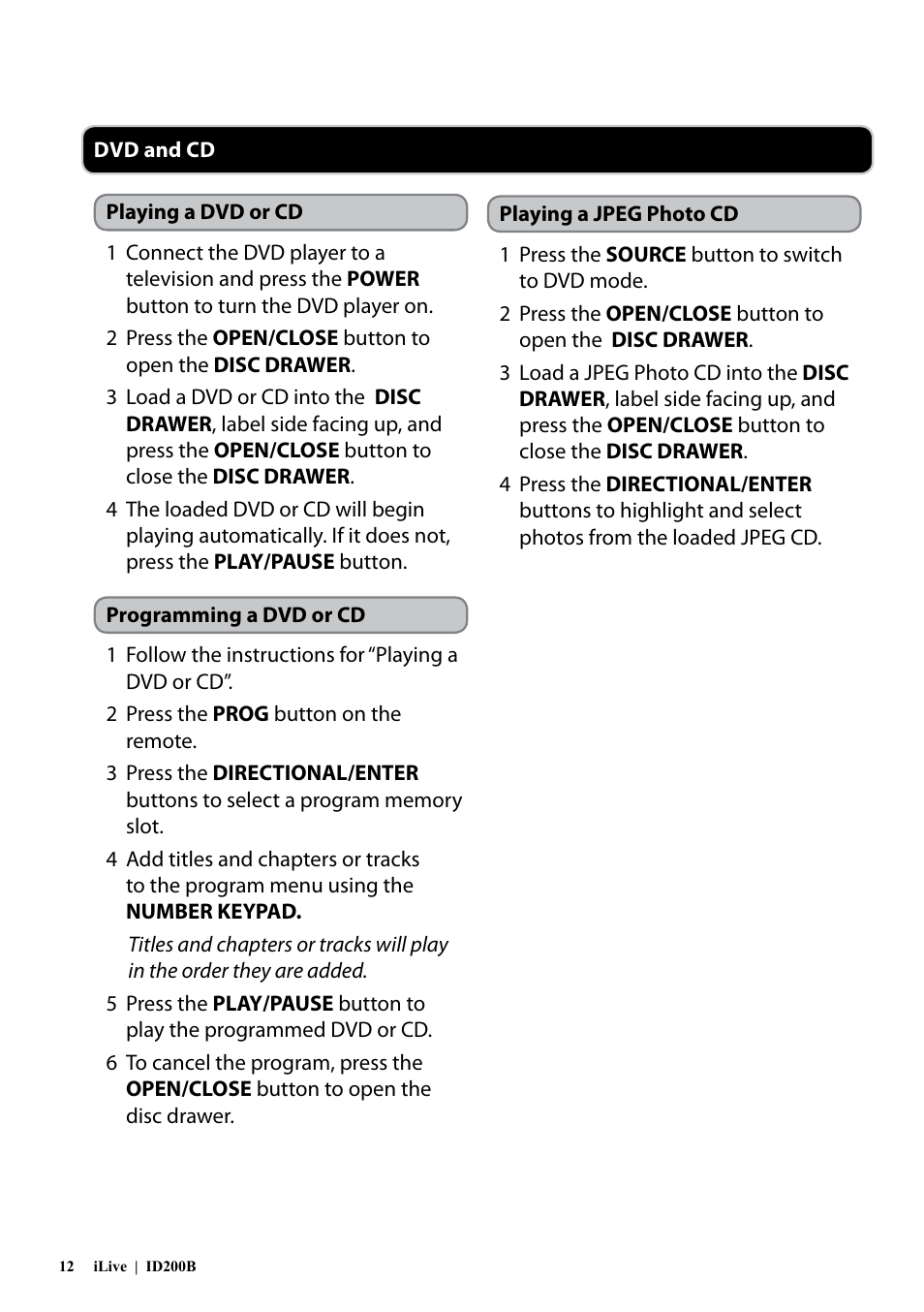 iLive ID200B User Manual | Page 12 / 16